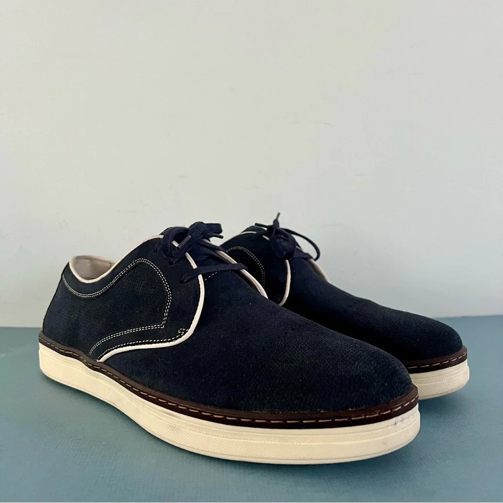 Johnston & Murphy Denby Navy Blue Suede Cap Toe Lace Up Oxford‎ Shoes
